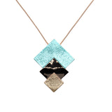 Long three square necklace