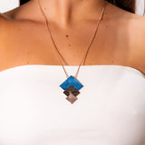 Long three-square necklace