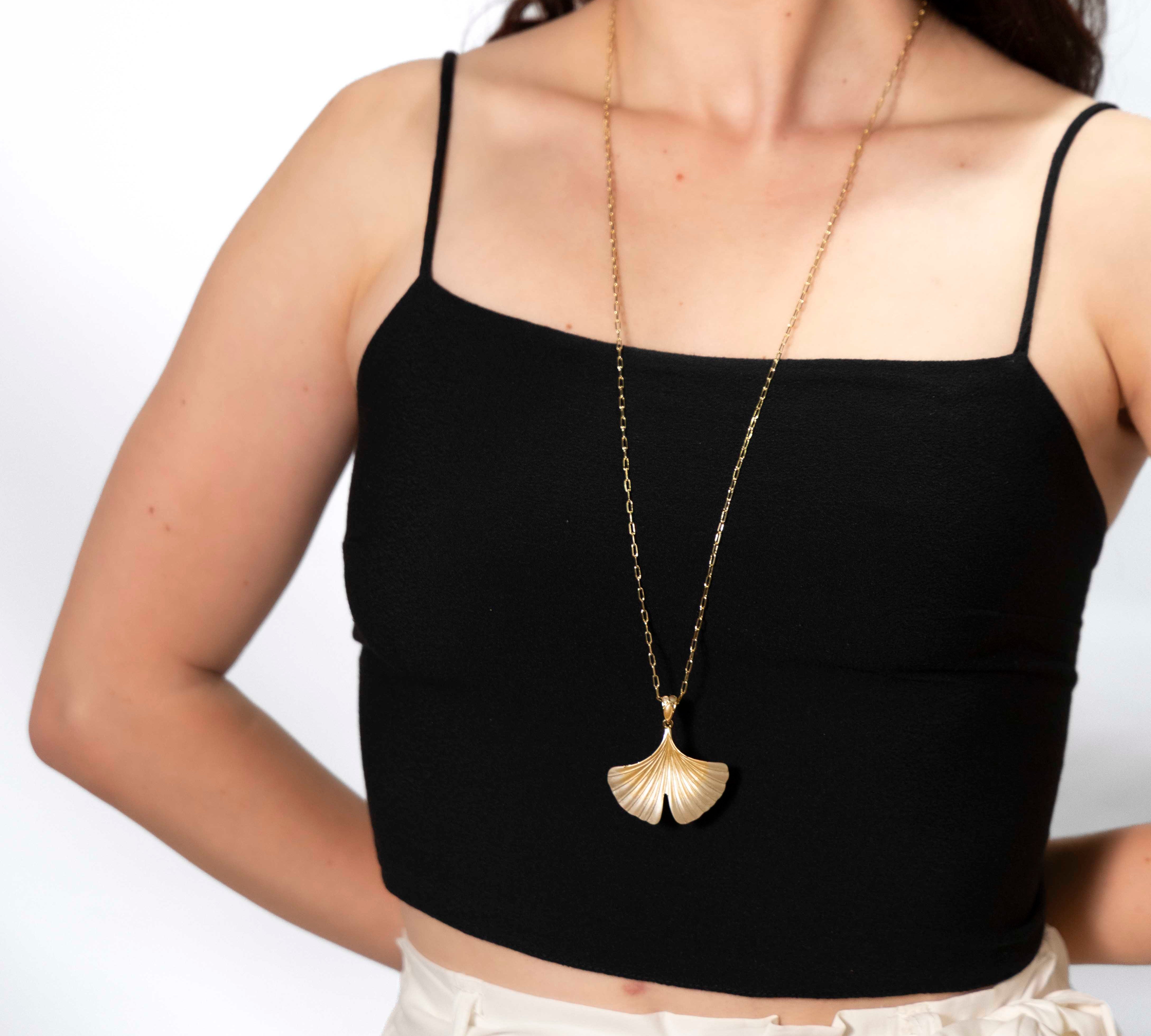 Collana lunga oro gingko