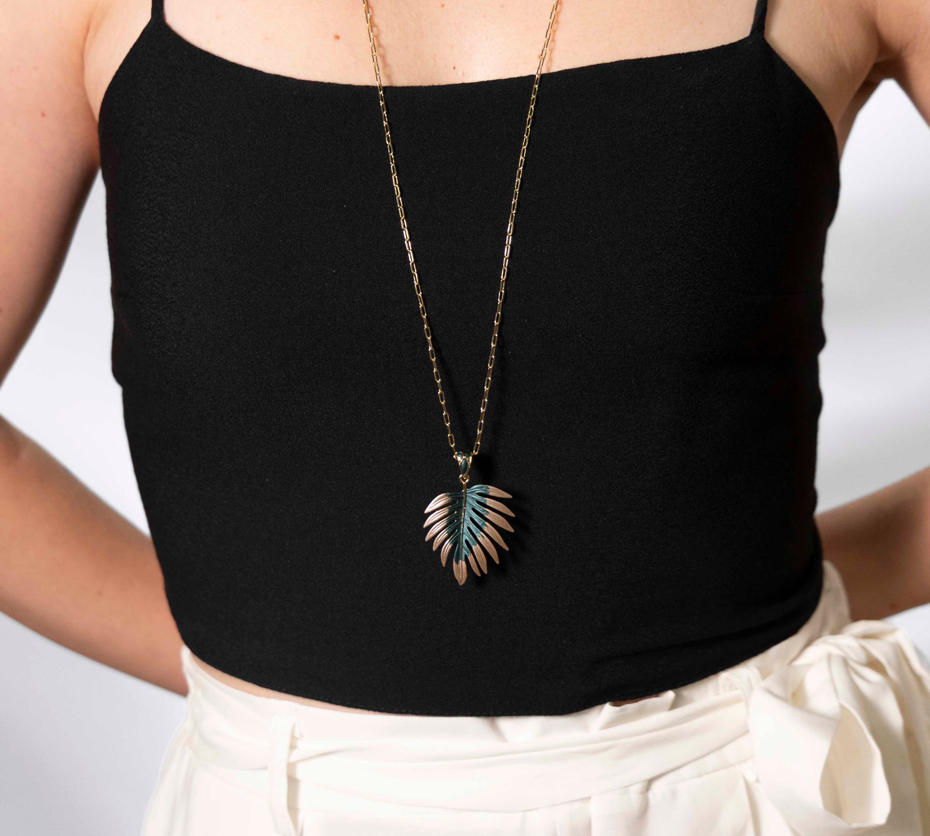 Collana lunga oro felce