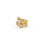 Multi-mother-of-pearl knurled ring