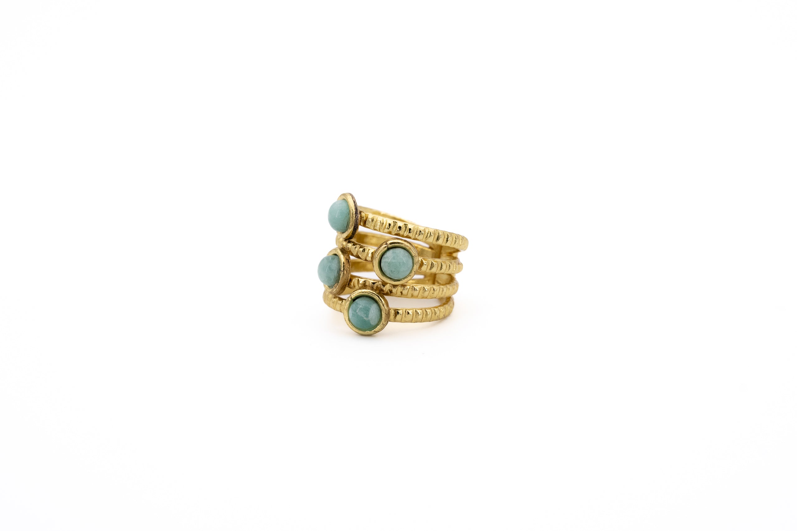 Knurled amazonite ring