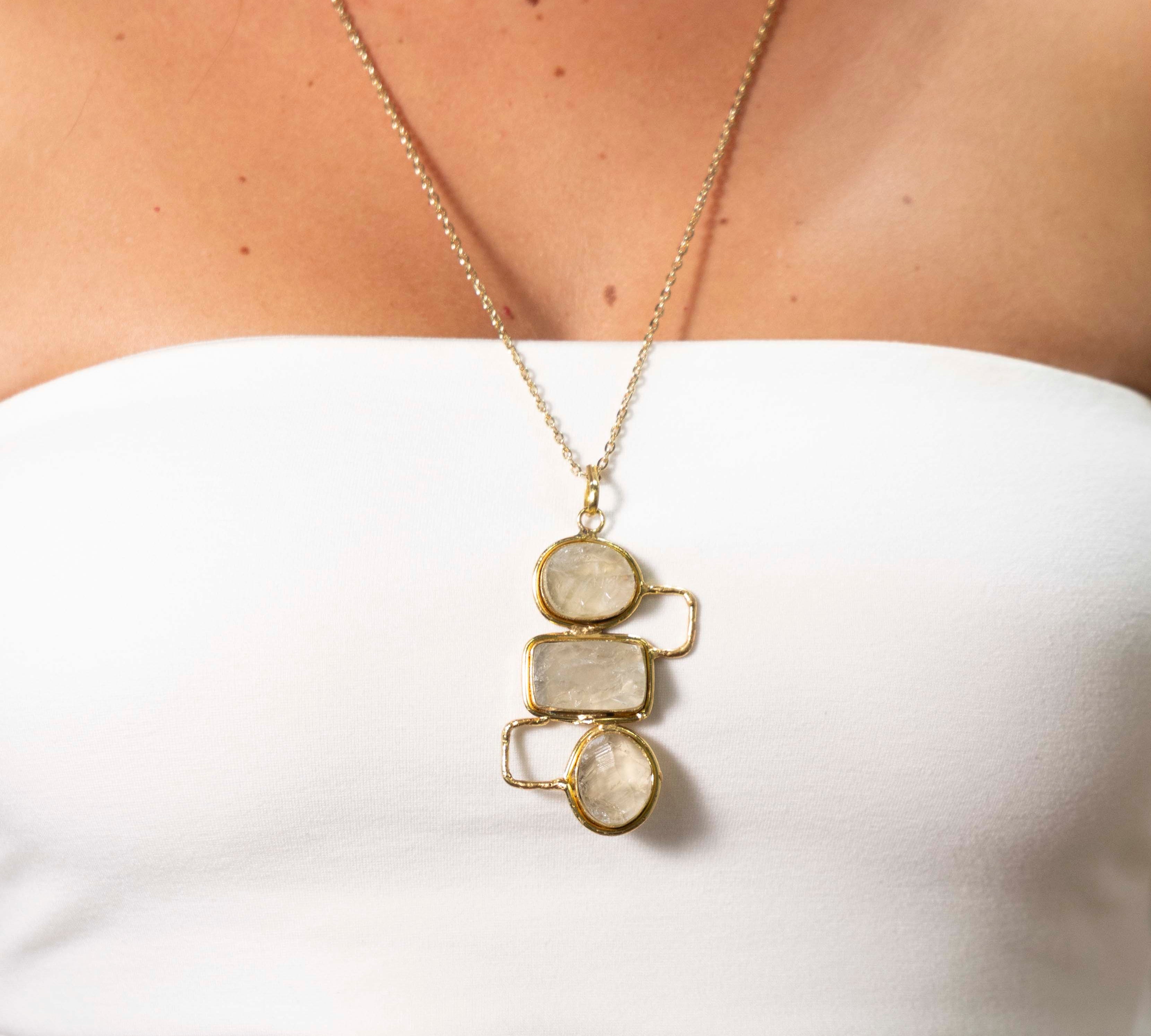 Collana lunga pietra rettangolo