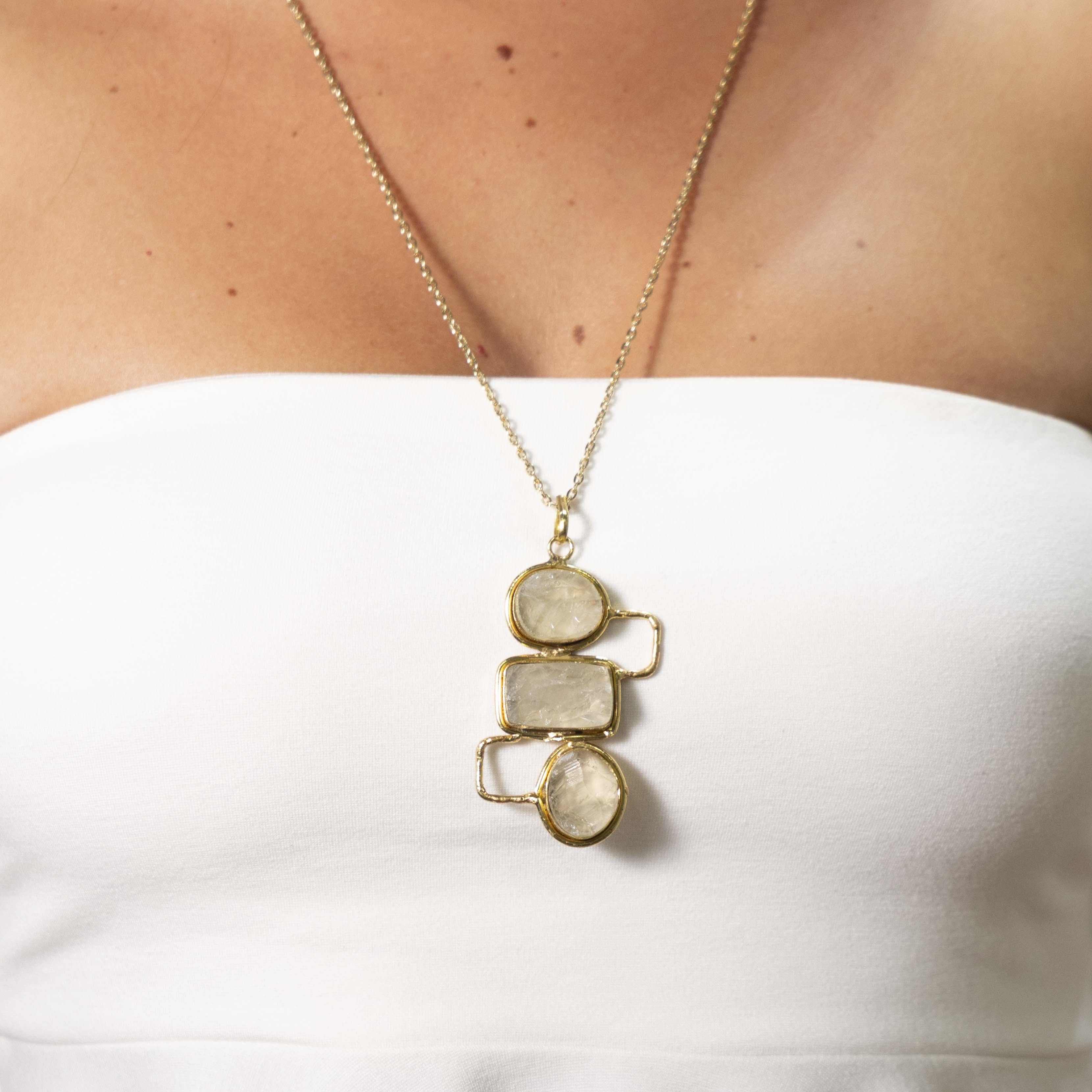 Collana lunga pietra rettangolo