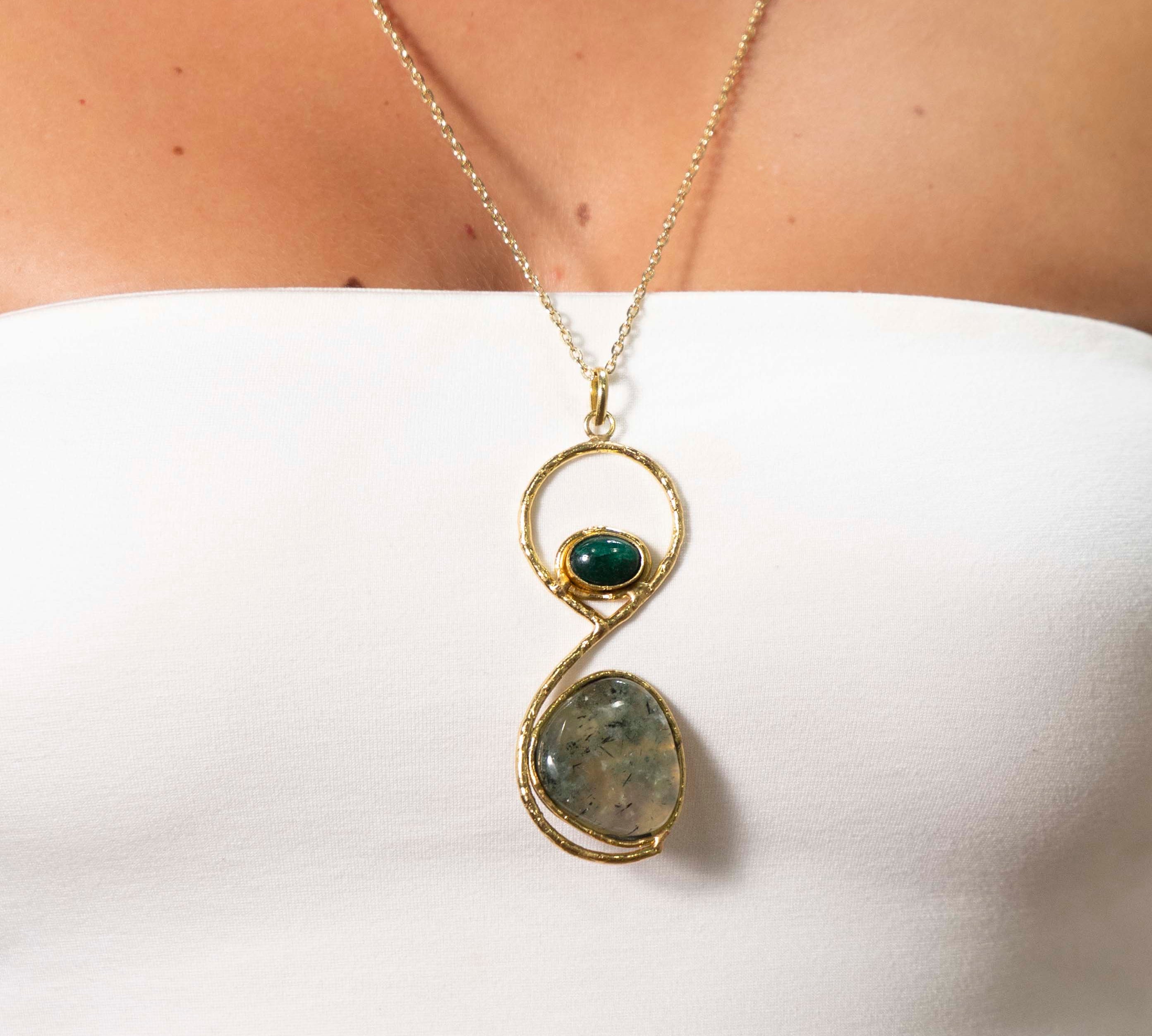 Collana lunga pietra rettangolo