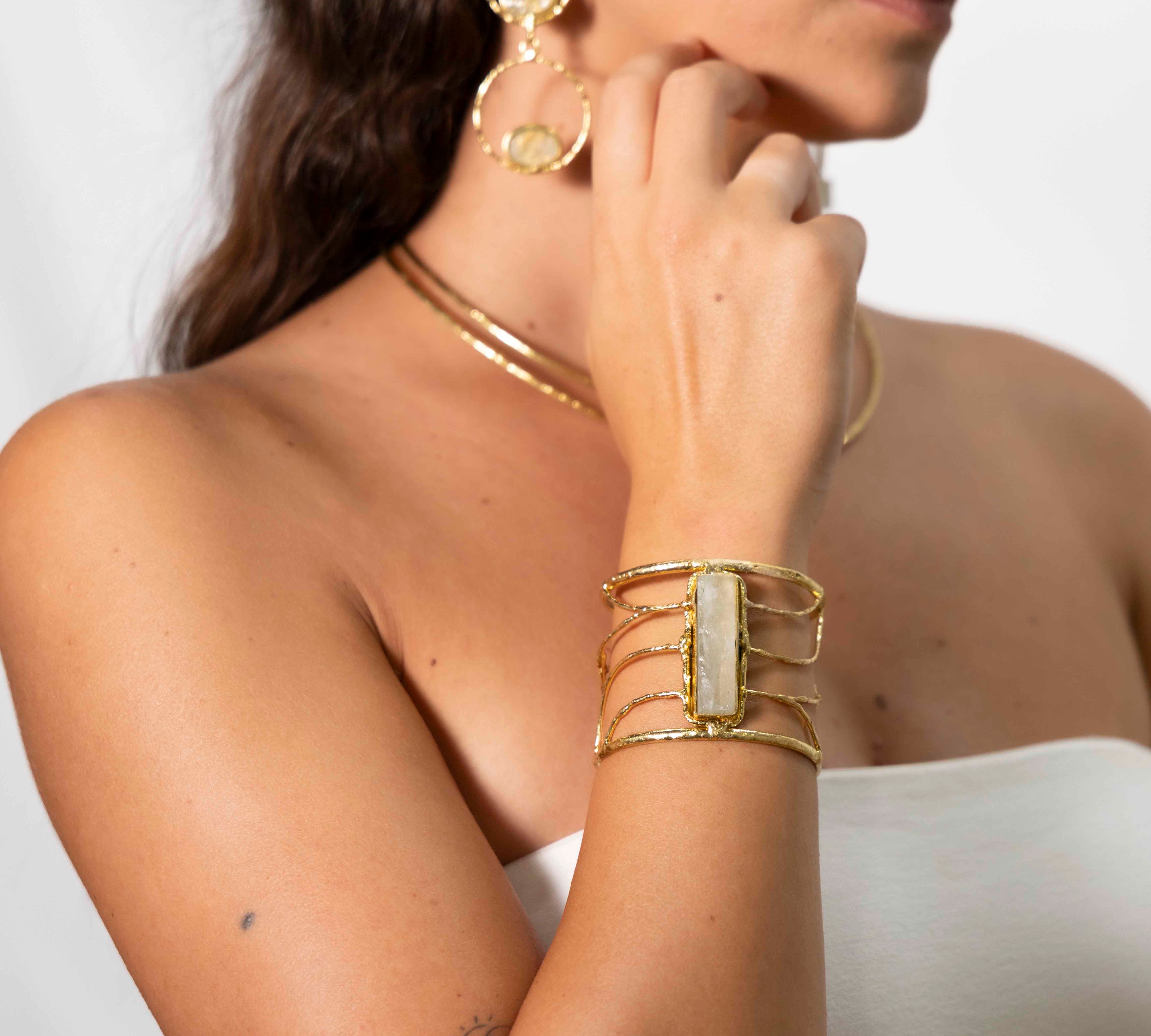 Bracciale pietra rettangolo allungato