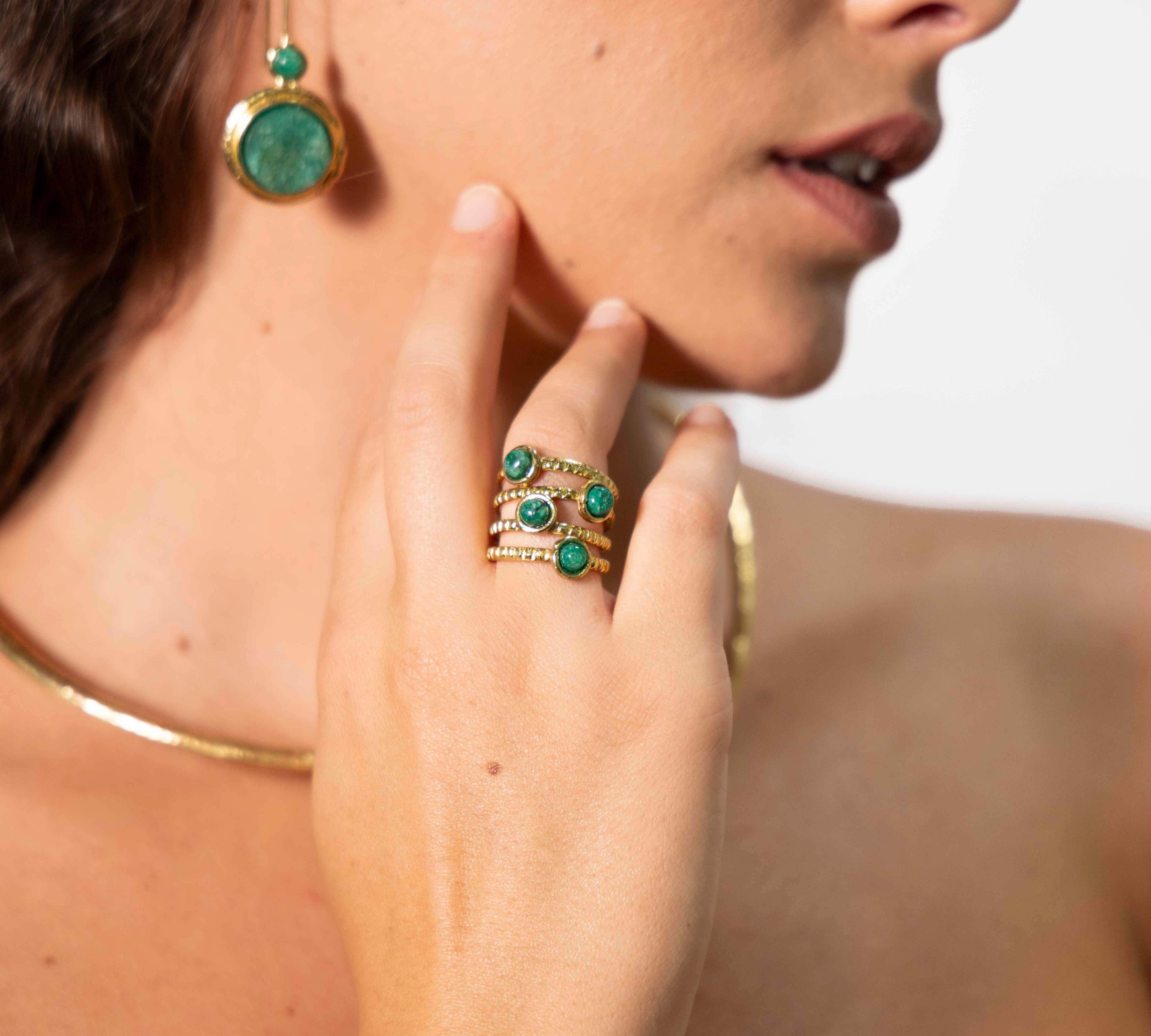 Anello zigrinato amazzonite