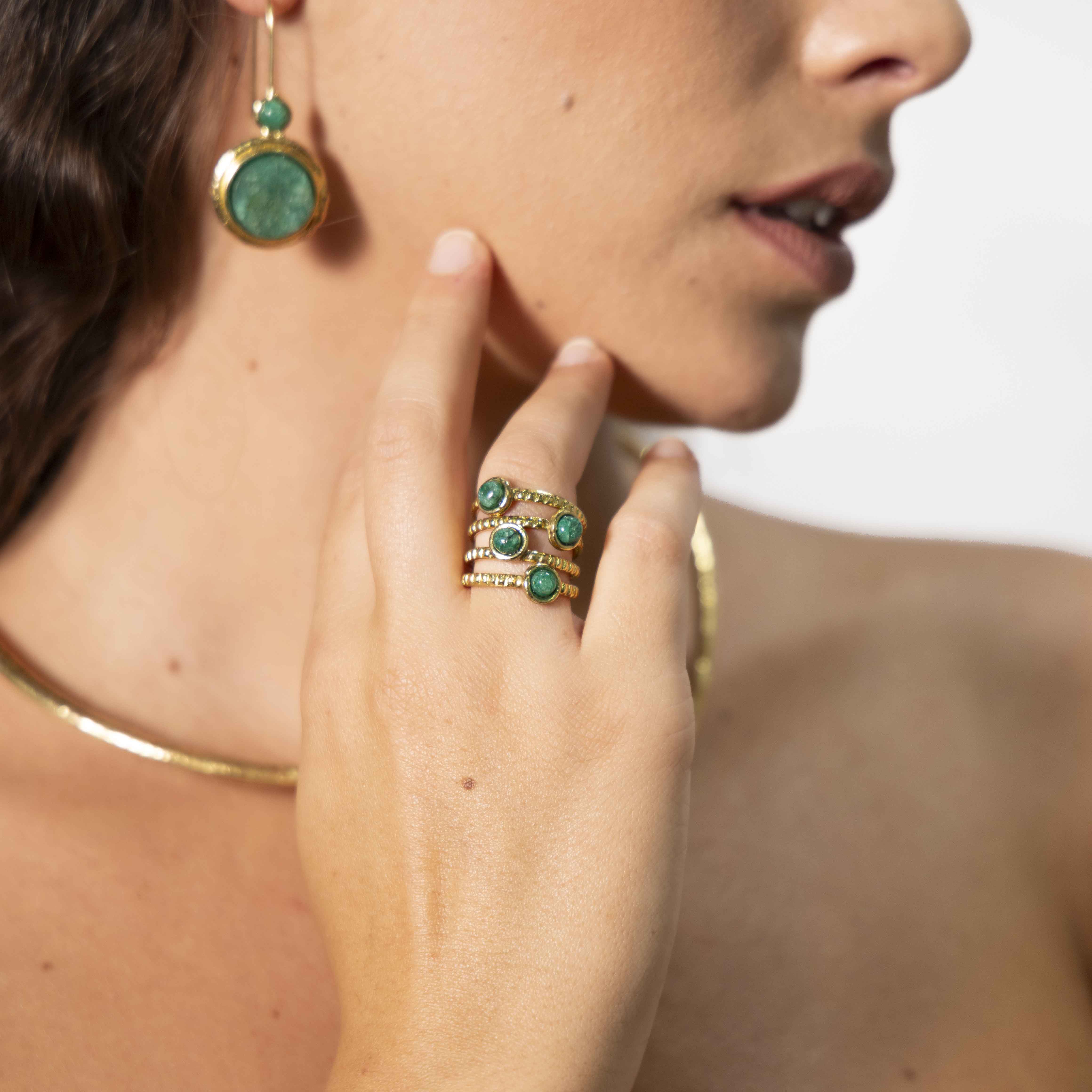Anello zigrinato amazzonite