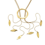 Collana cravatta cerchio e foglioline