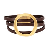 Leather and circle bracelet