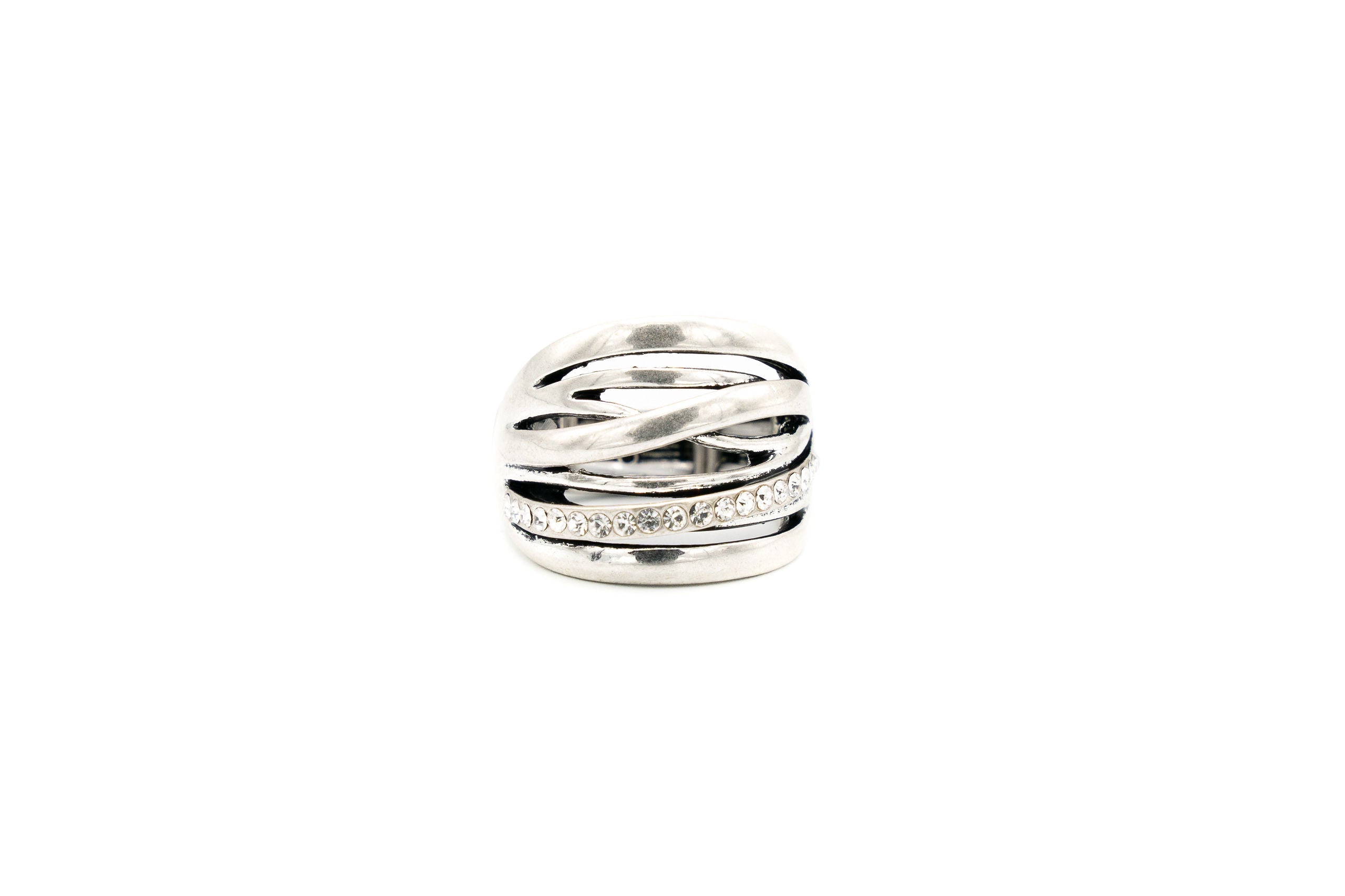 Anello fasce e strass - KLK