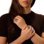 Anello intreccio tre file strass - KLK