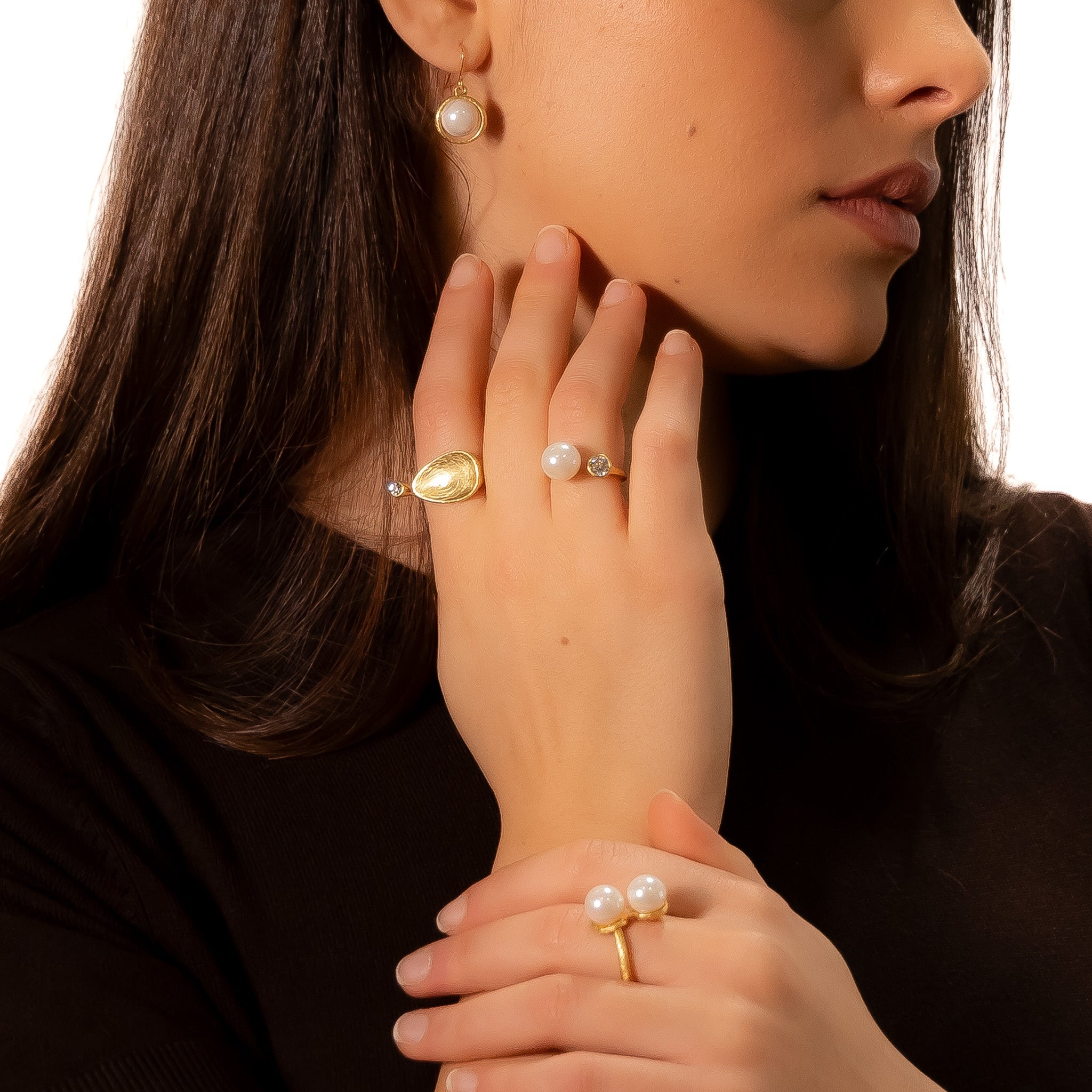 Anello perla e strass - KLK