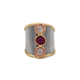 Anello tre pietrine rosa - KLK