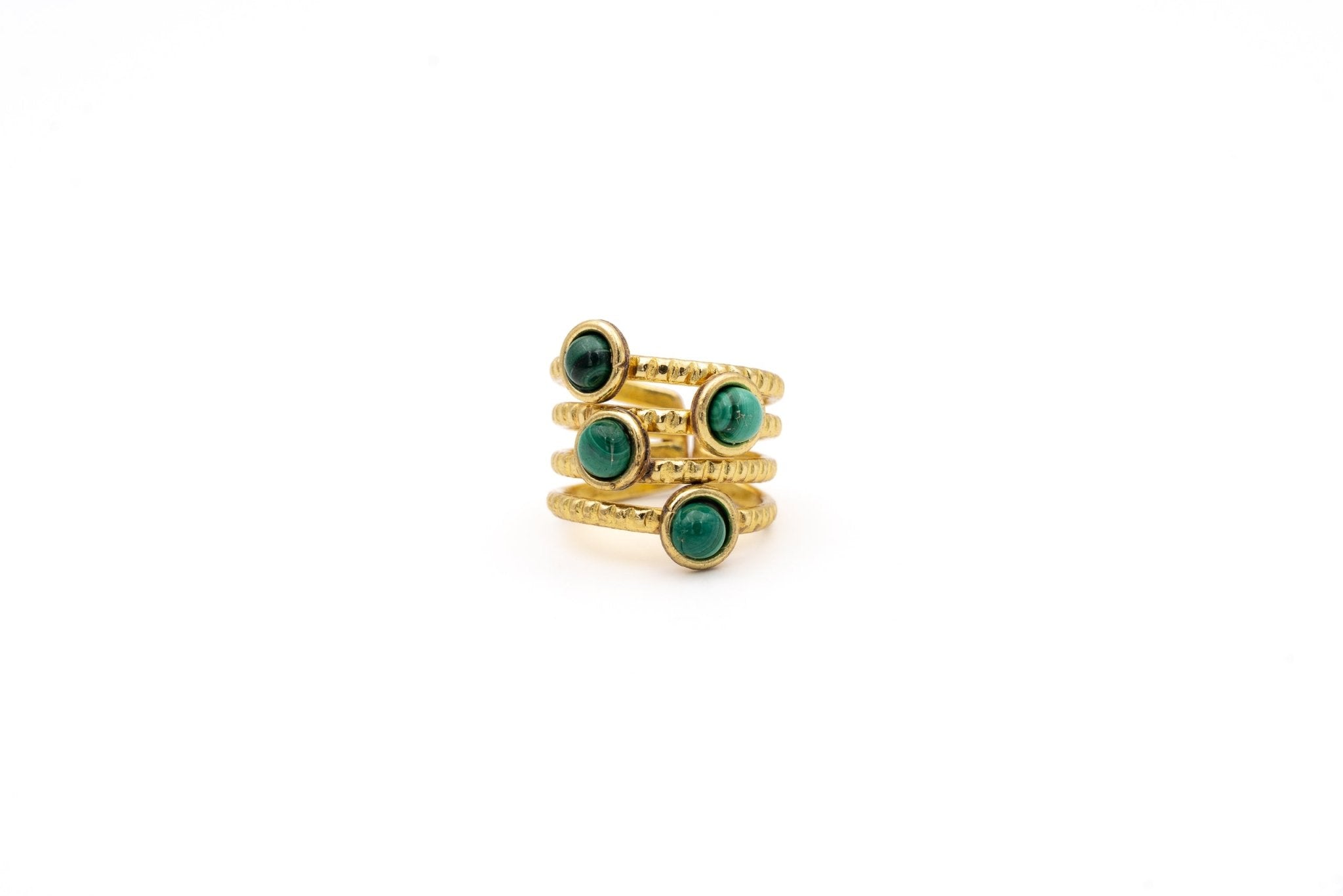 Anello zigrinato multi malachite - KLK