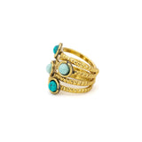 Anello zigrinato multi pietrine - KLK