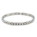Bracciale acciaio e cristallini neri - KLK