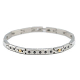 Bracciale acciaio e cristallini neri - KLK