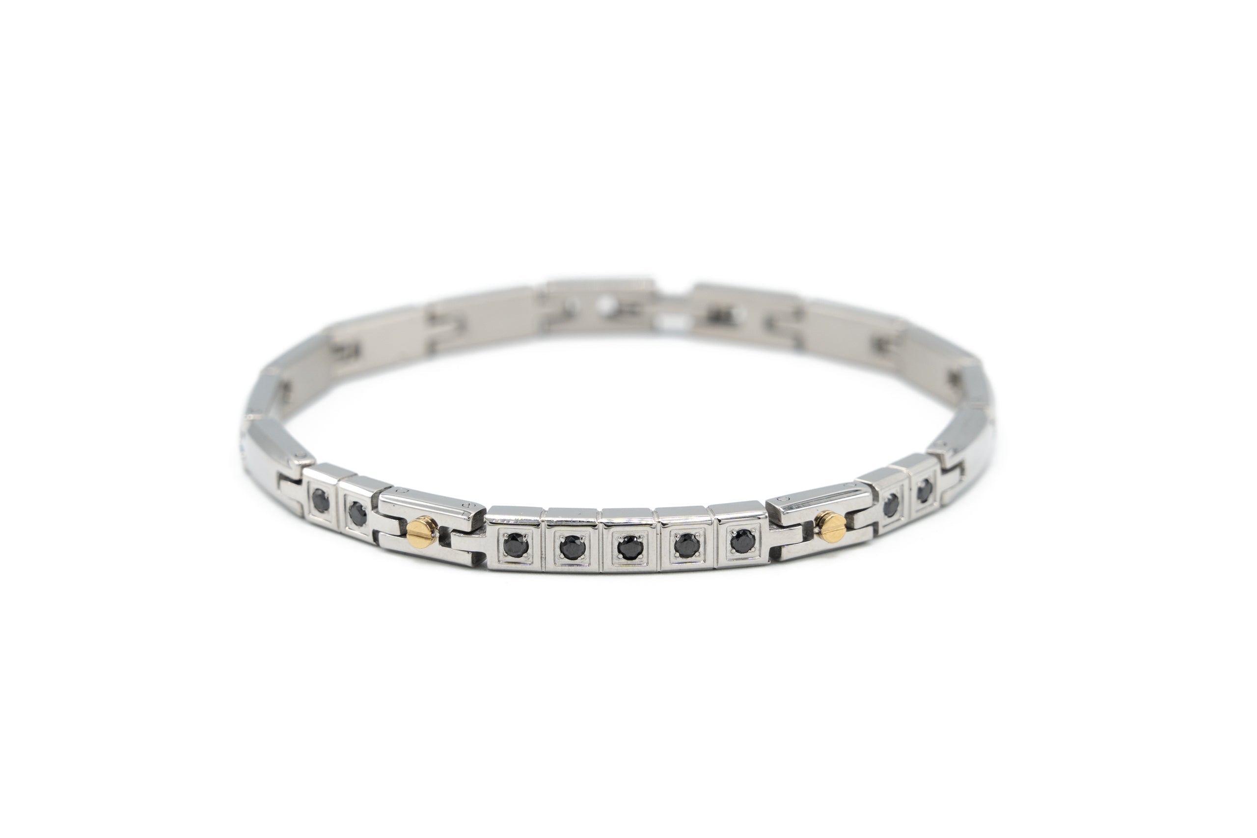 Bracciale acciaio e cristallini neri - KLK