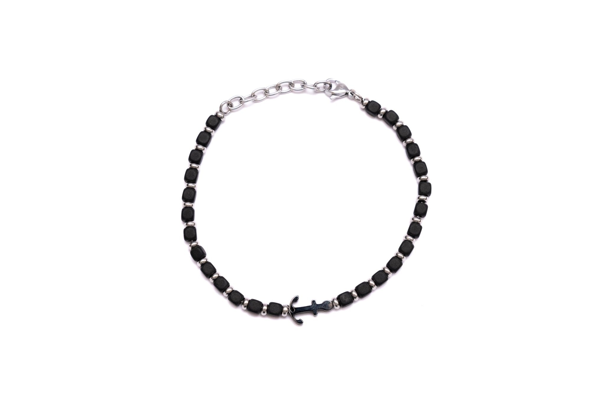 Bracciale dadini ancora nera - KLK