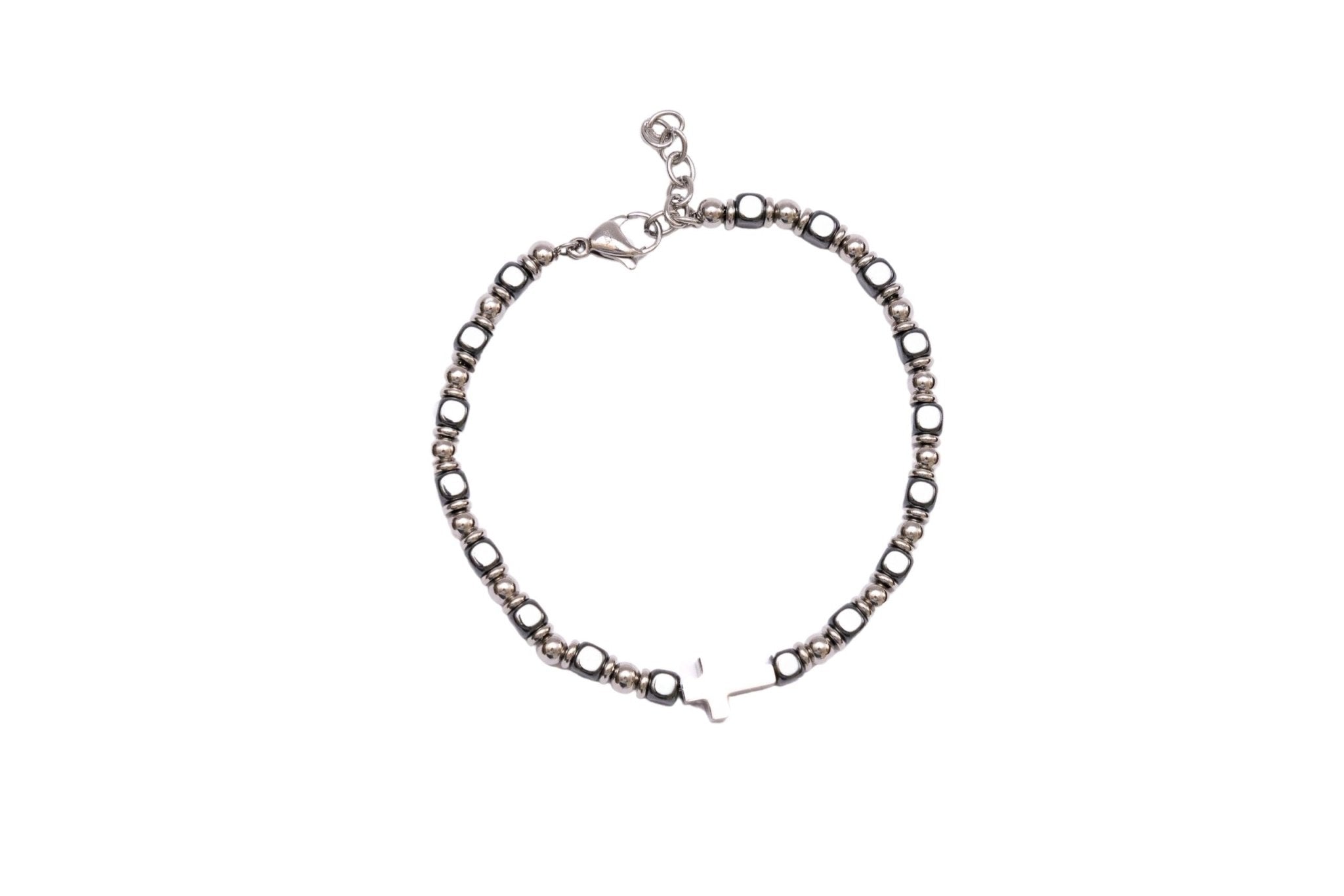 Bracciale dadini ematite croce - KLK
