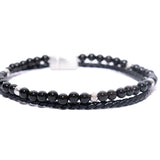 Bracciale fili acciai pelle e agata - KLK