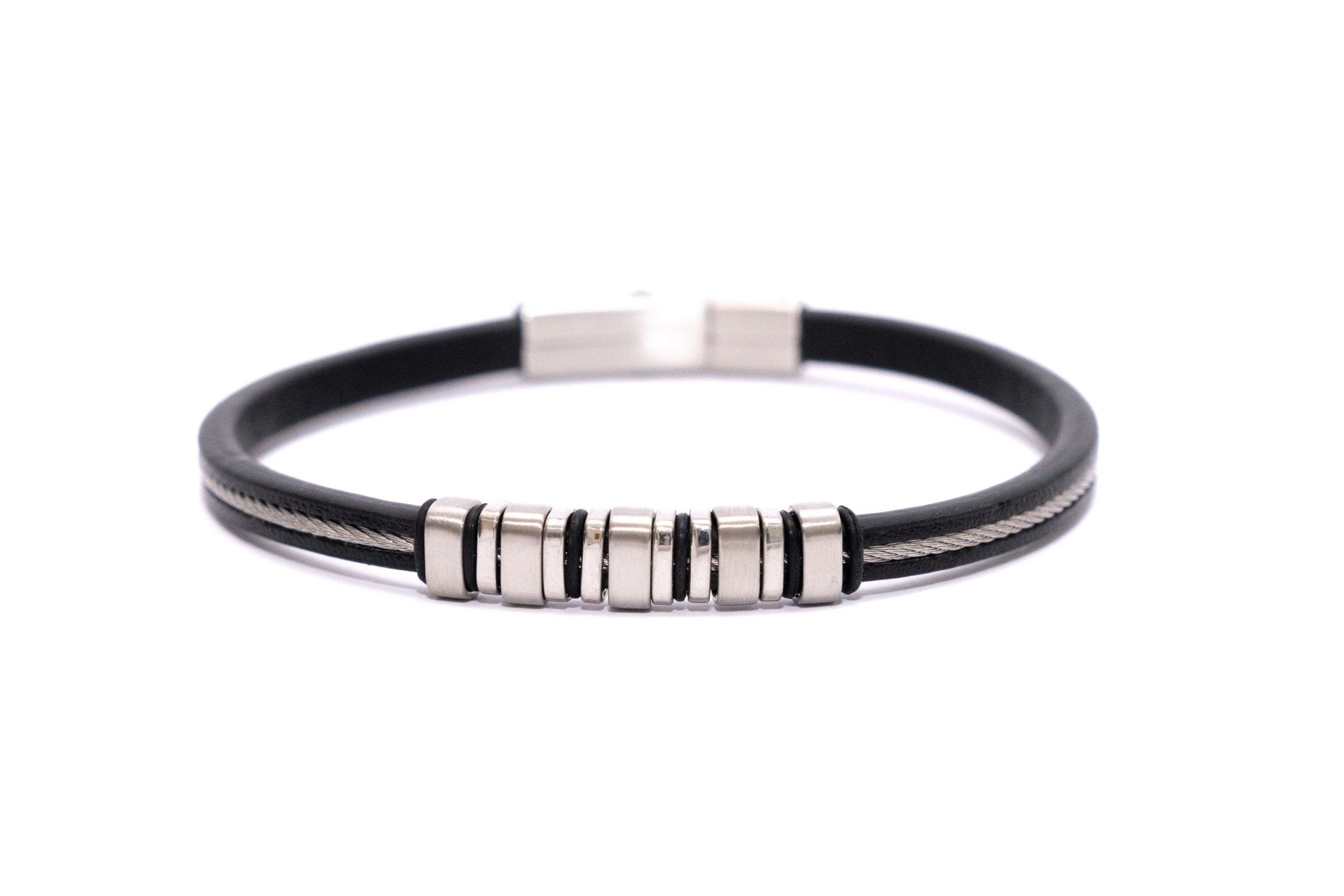 Bracciale filo acciaio e pelle - KLK