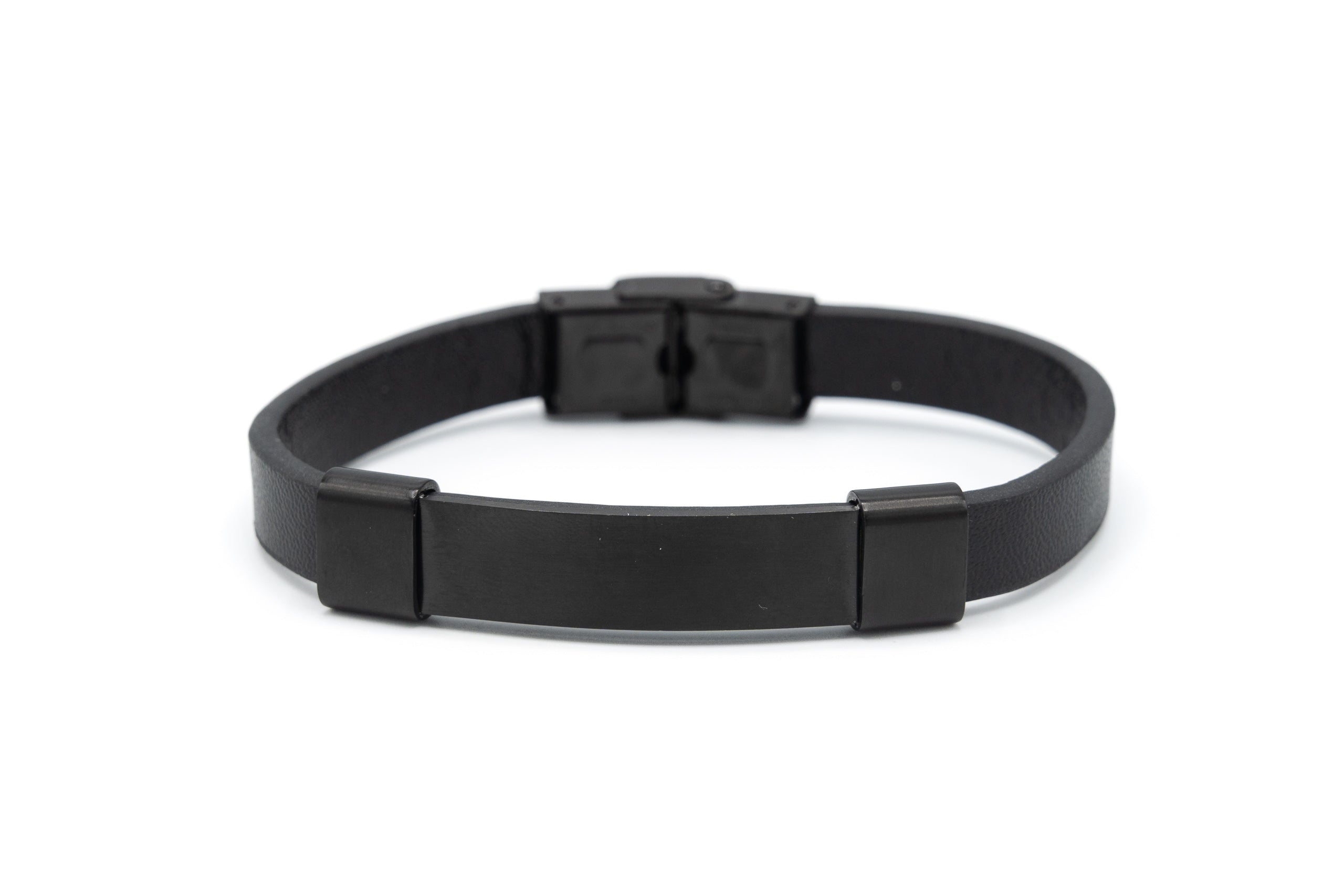 Bracciale pelle barretta nera - KLK