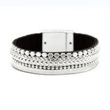 Bracciale pelle con catene - KLK