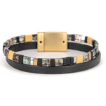 Bracciale pelle e quadretti - KLK