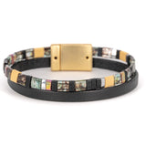 Bracciale pelle e quadretti - KLK