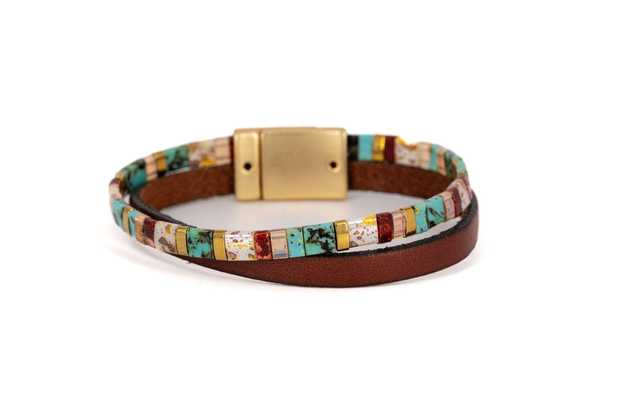 Bracciale pelle e quadretti - KLK