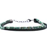 Bracciale pelle intrecciata e pietra africana - KLK