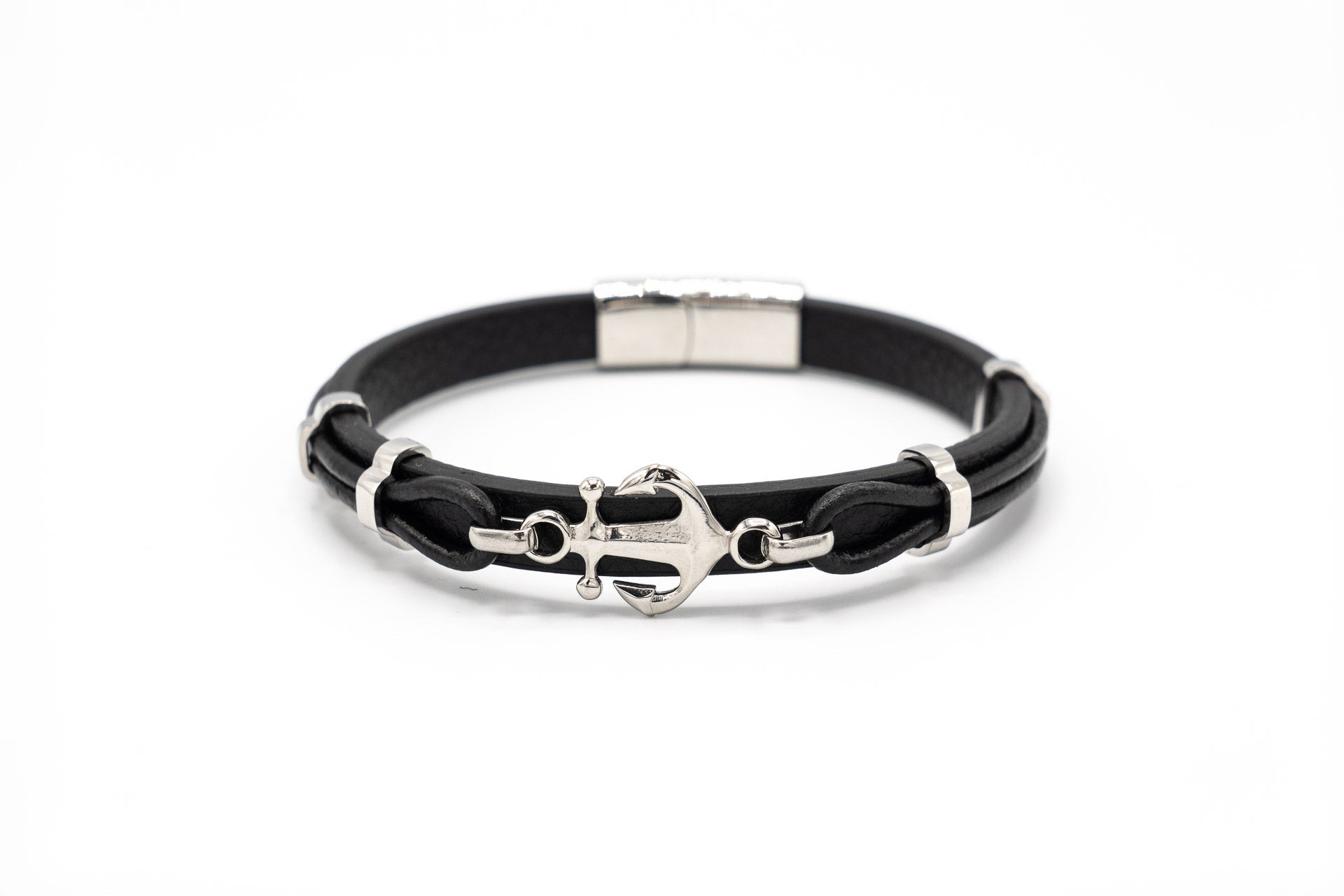 Bracciale pelle uomo ancora - KLK