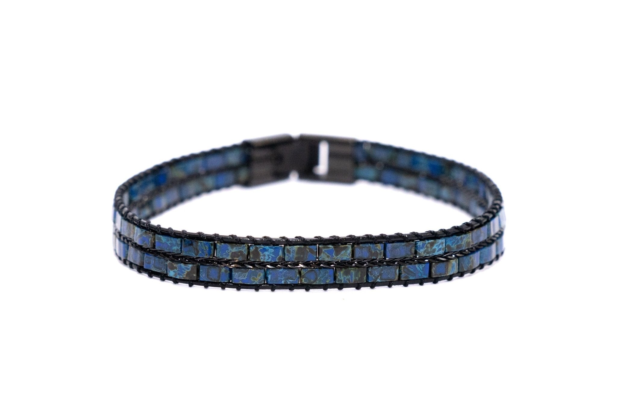 Bracciale quadretti vetro blu - KLK