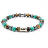 Bracciale uomo ematite tigre e turchese - KLK
