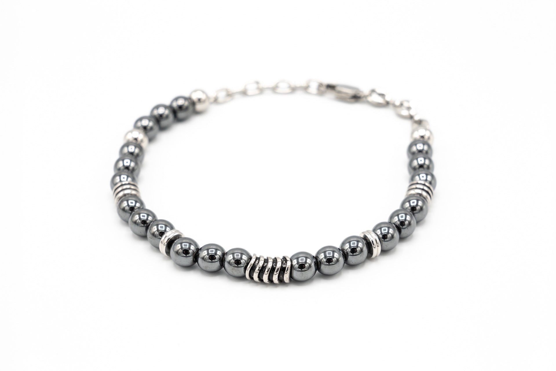 Bracciale uomo palline ematite - KLK