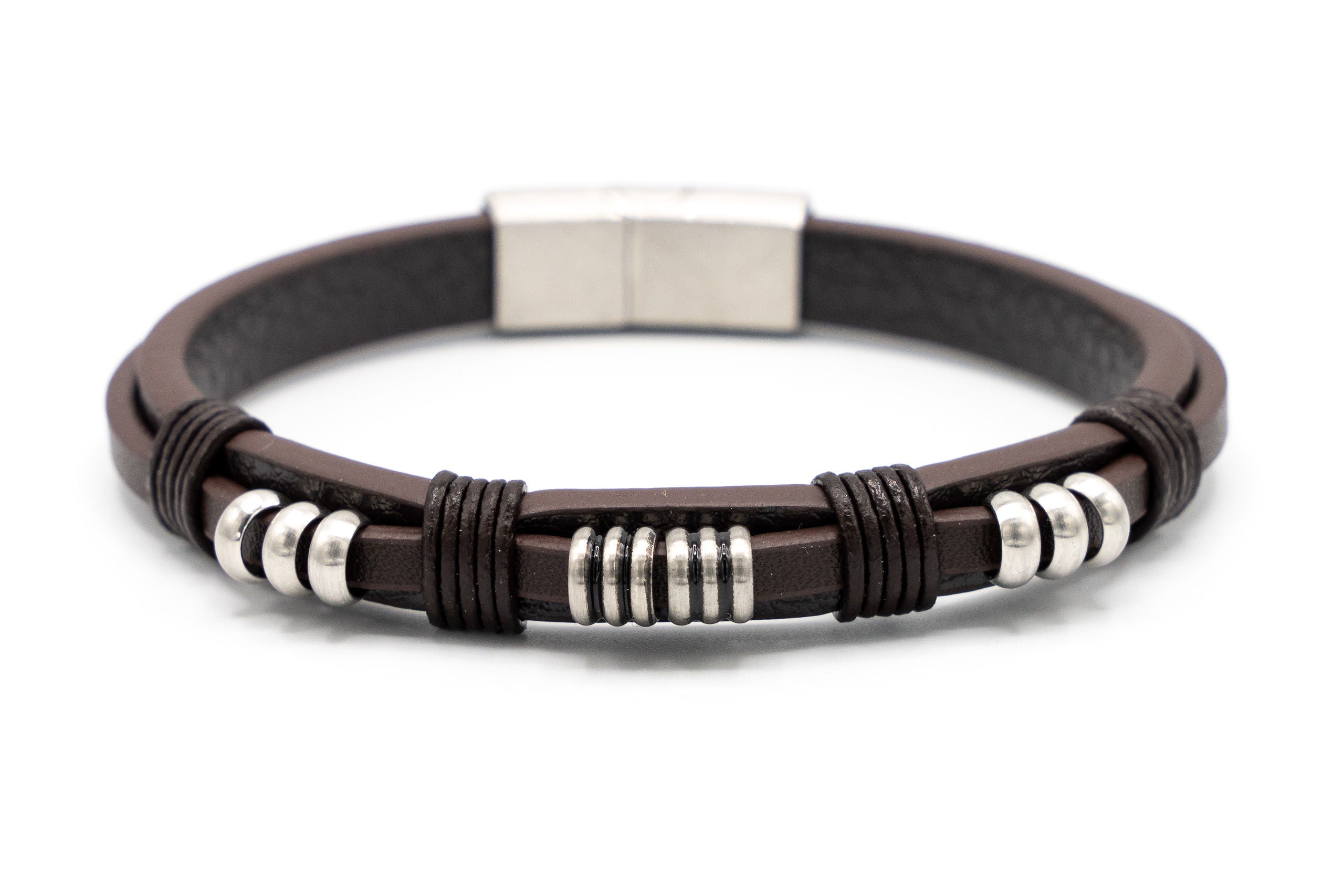 Bracciale uomo pelle con bulloni - KLK
