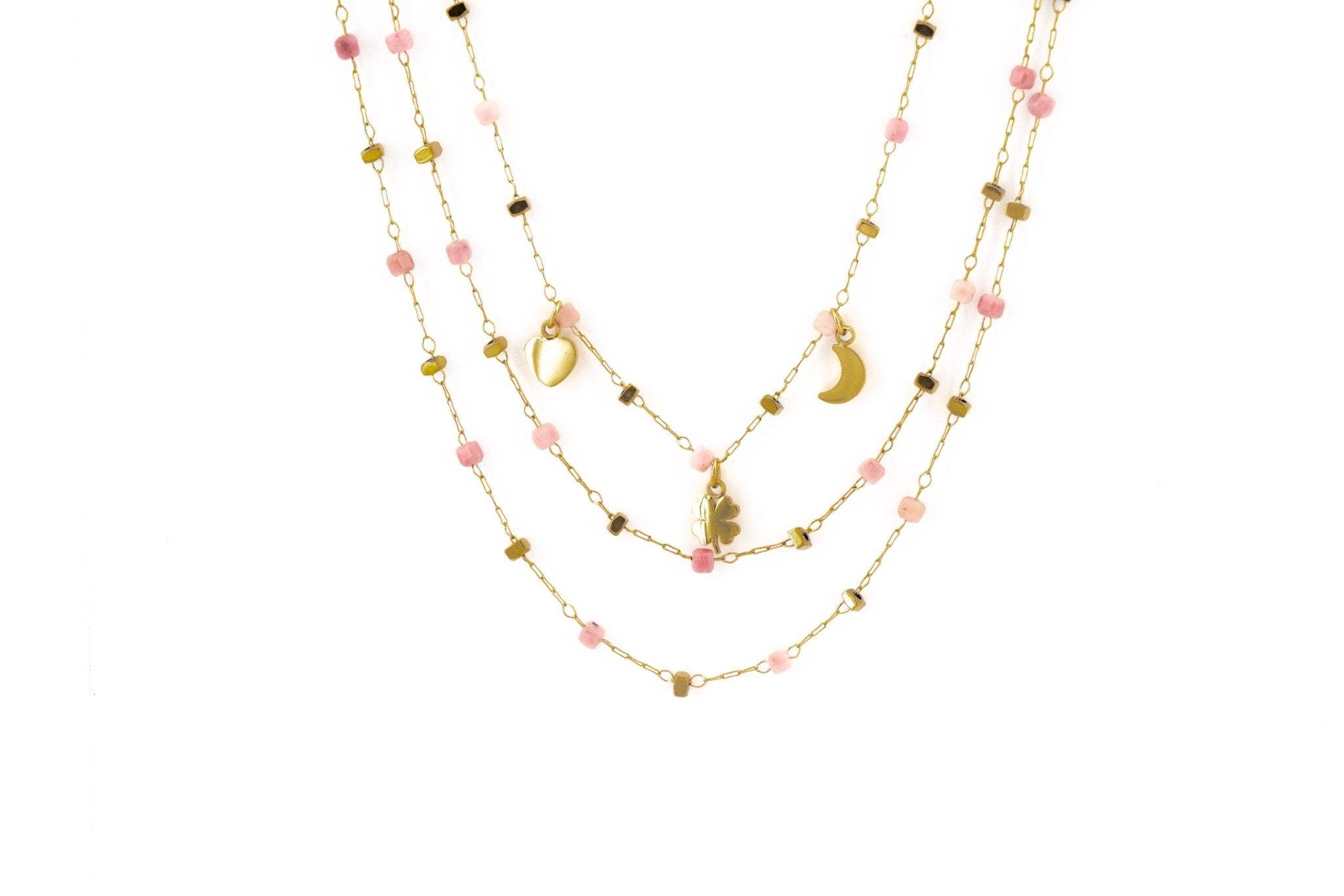 Collana acciaio tre fili ciondolini - KLK