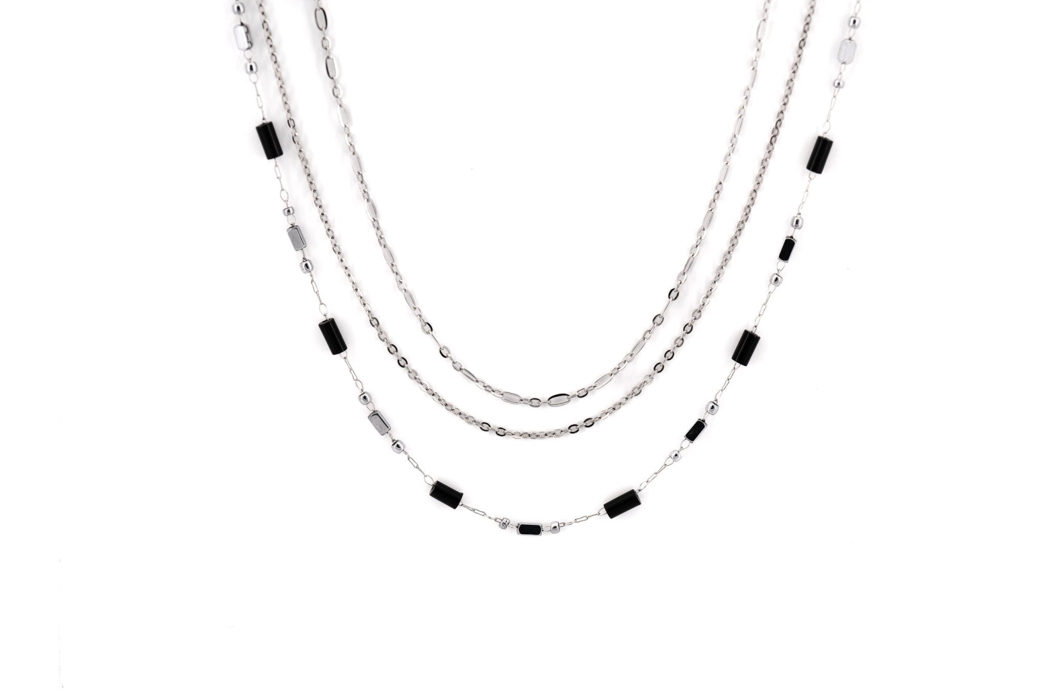 Collana acciaio tre fili tubini - KLK