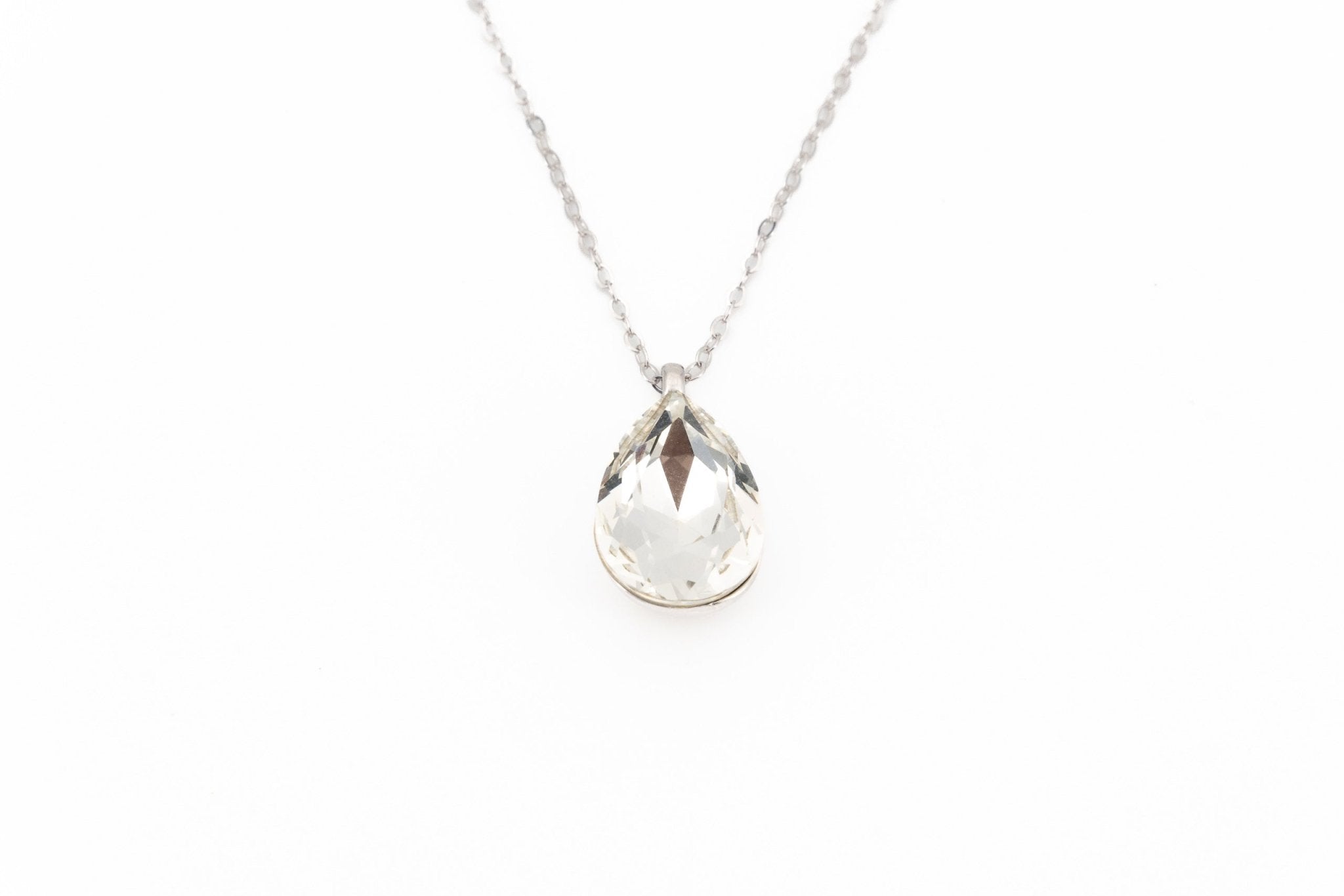 Collana argento goccia rodiata - KLK