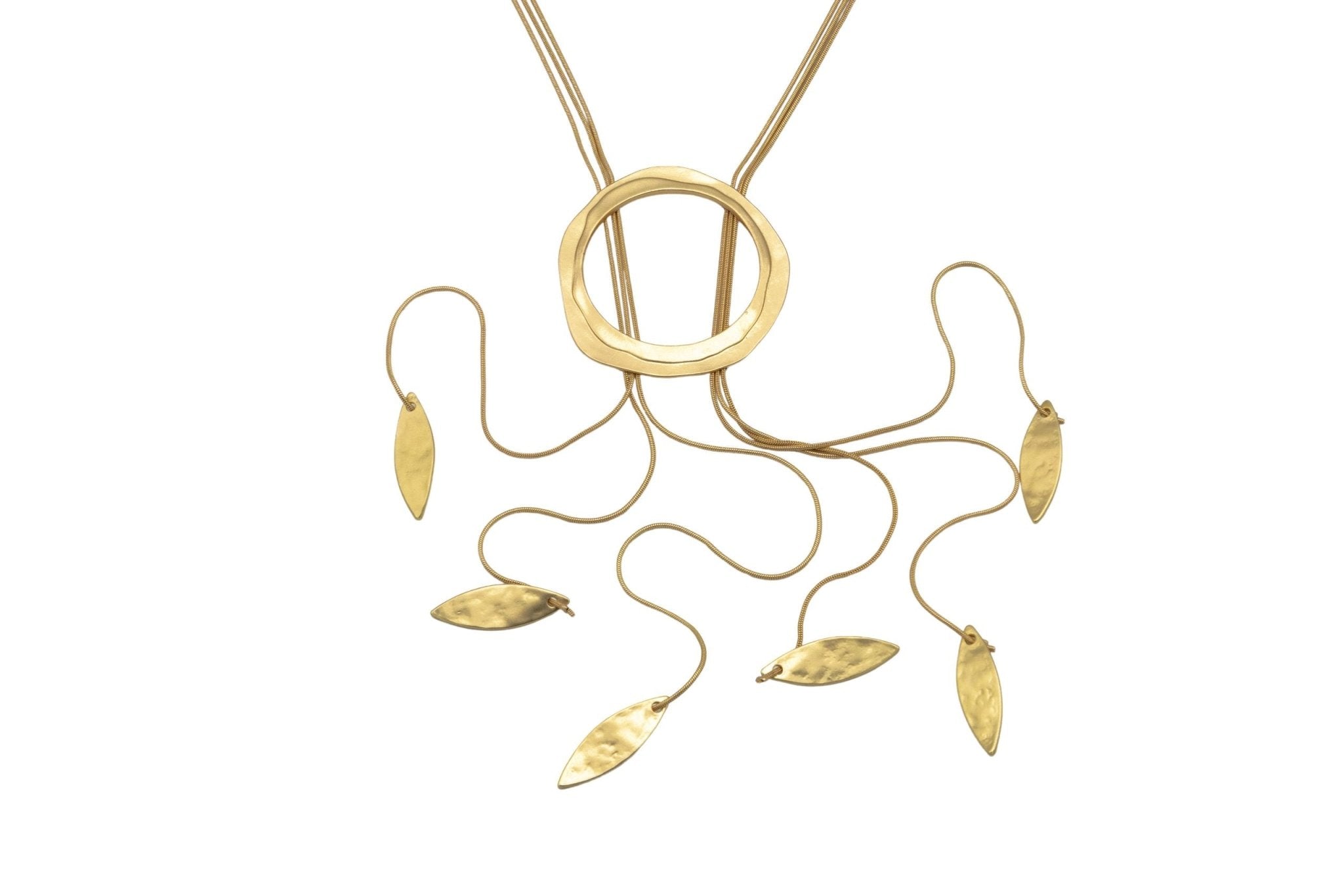 Collana cravatta cerchio e foglioline - KLK