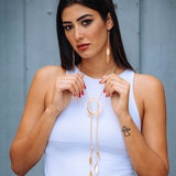Collana cravatta cerchio e foglioline - KLK
