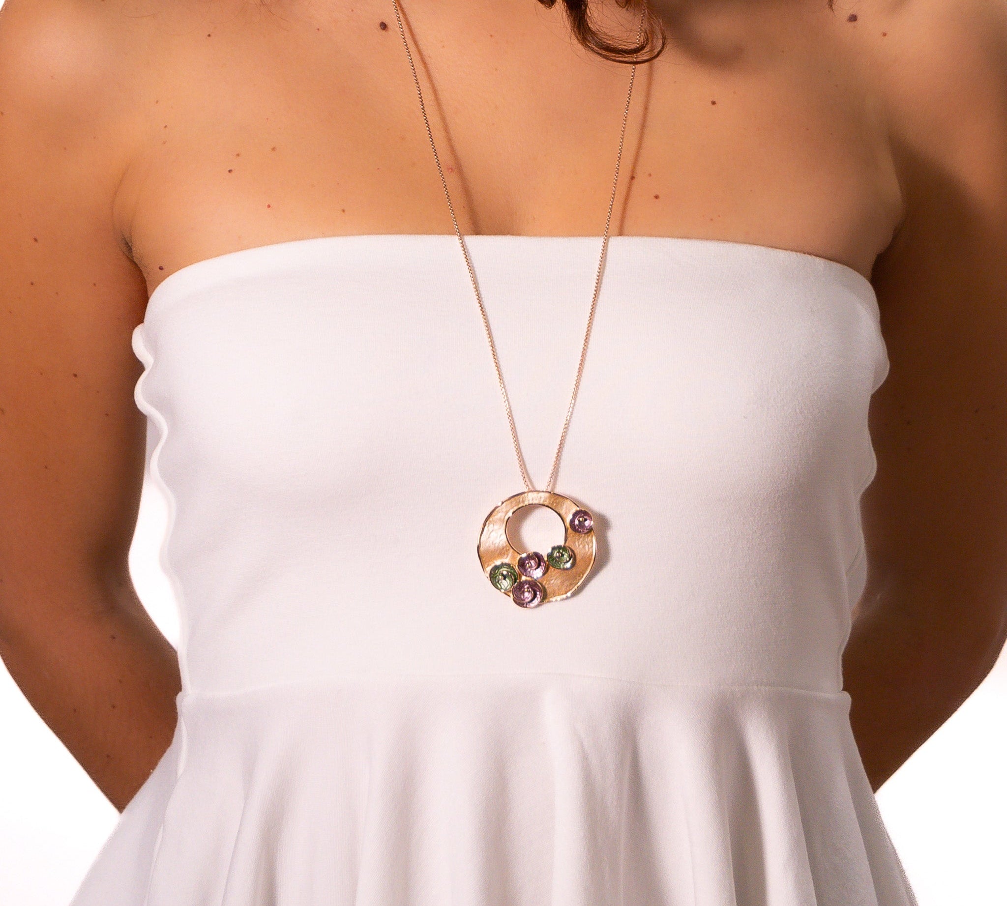 Collana lunga cerchio fiorellini - KLK