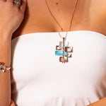 Collana lunga quadrati e rettangoli - KLK