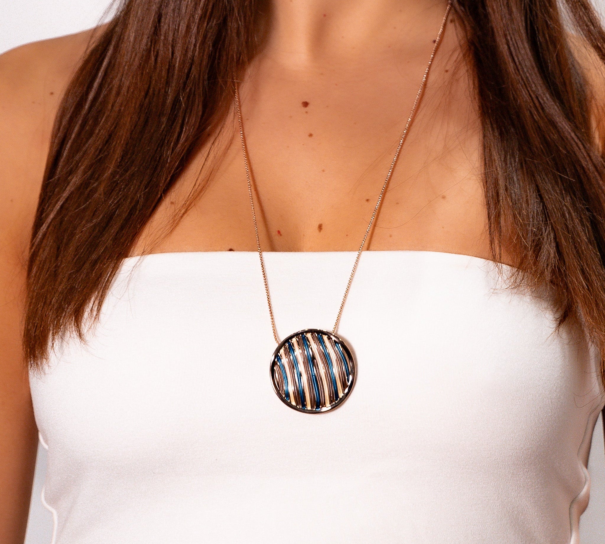 Collana lunga tondo rigato - KLK