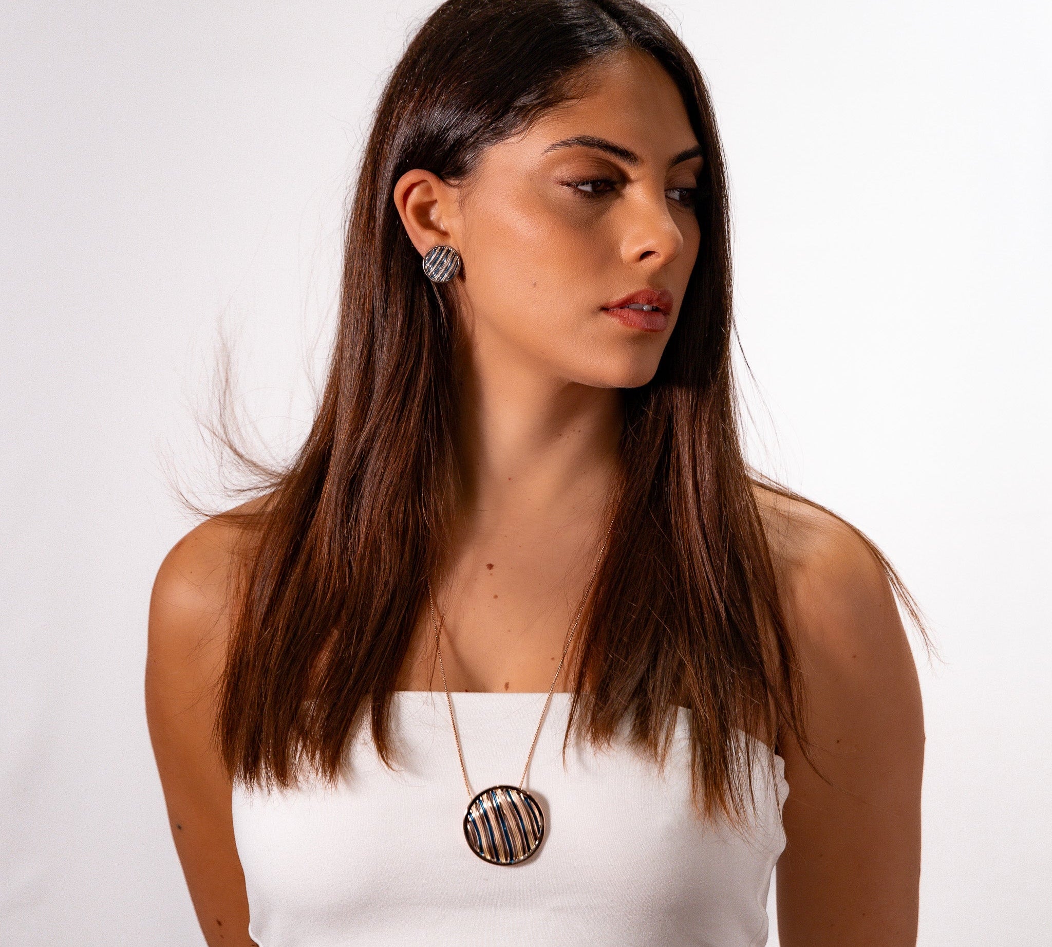 Collana lunga tondo rigato - KLK