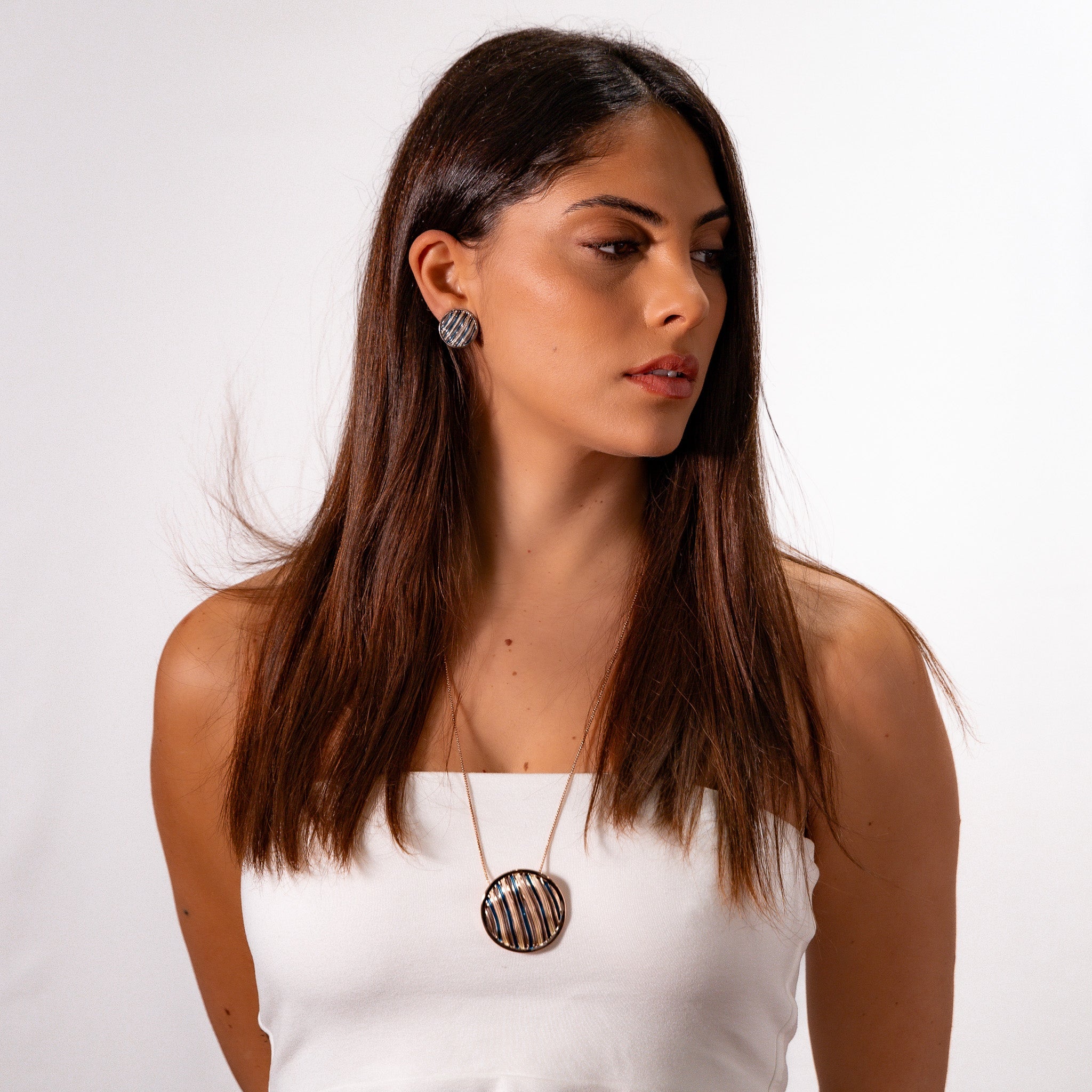 Collana lunga tondo rigato - KLK