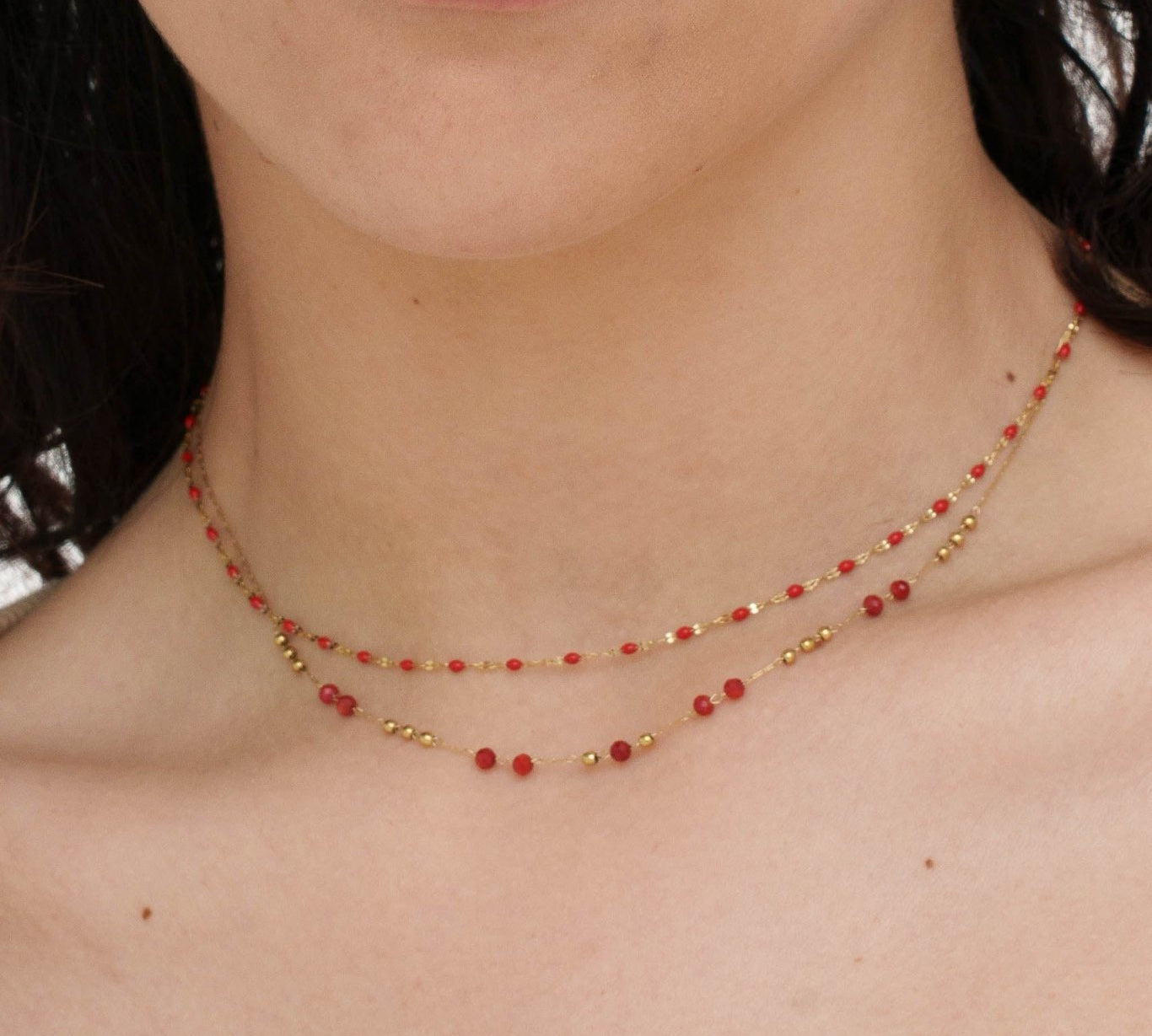 Collana pietrine doppio filo - KLK