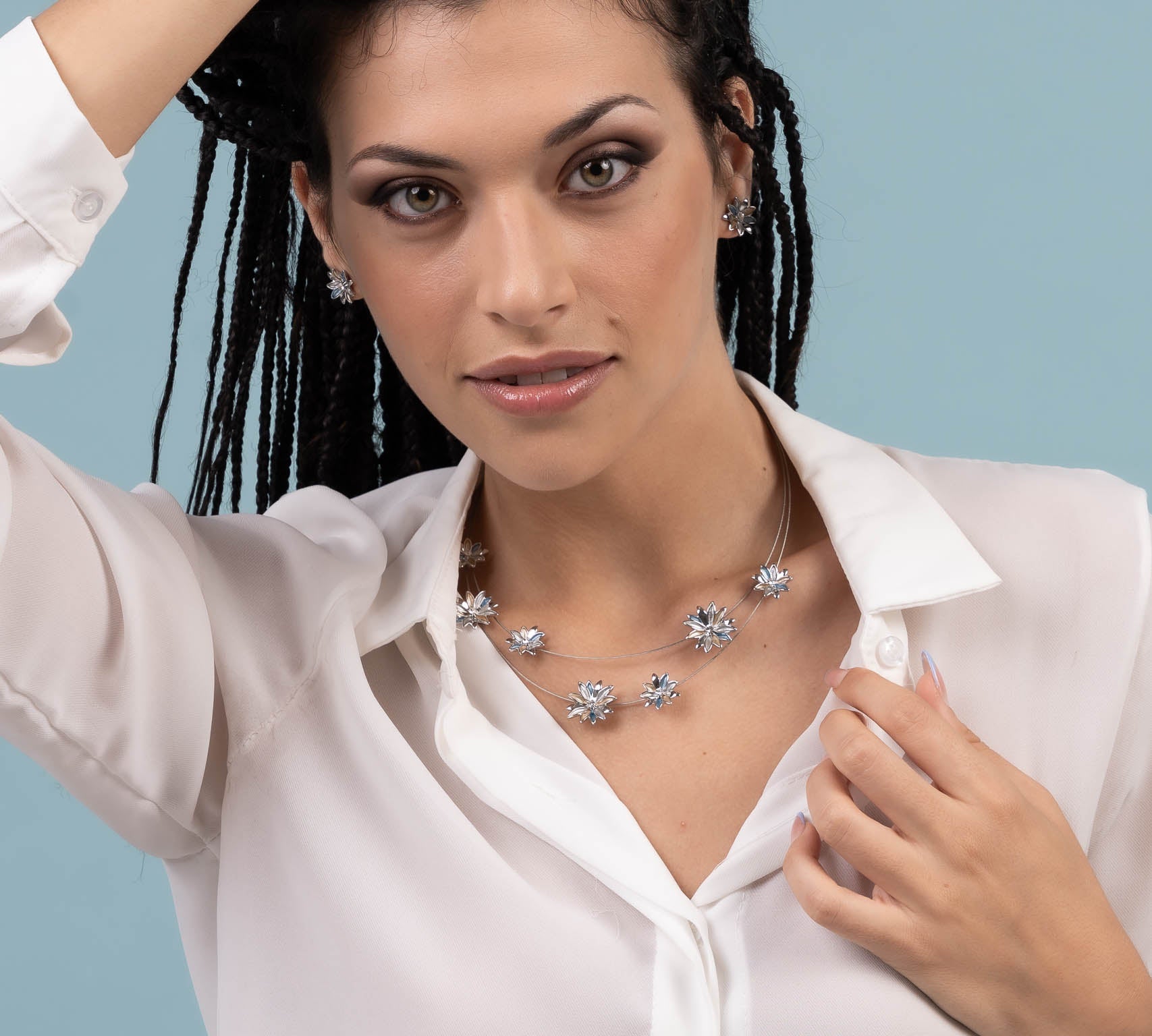Girocollo fiorellini strass - KLK
